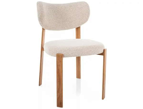 Scaun lemn tapitat Rin D 255 bej deschis/stejar - H79 cm