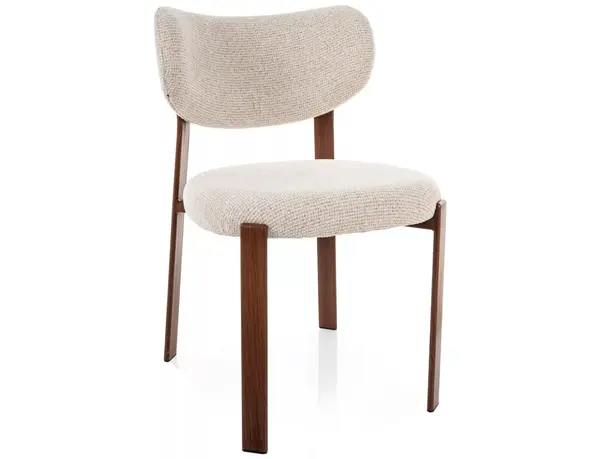 Scaun lemn tapitat Rin D bej deschis/nuc - H79 cm