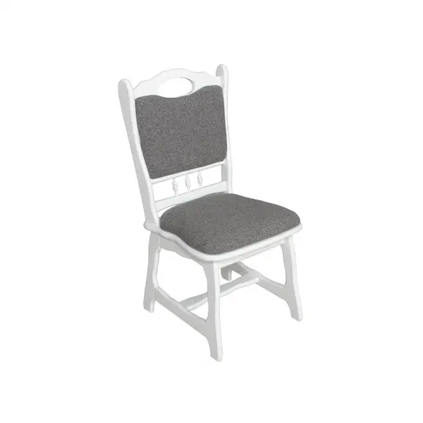 Scaun living FLANDER, cadru alb + stofa gri inchis, 50x48x95 cm