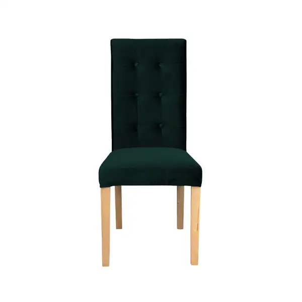 Scaun living TEO LUX, picioare lemn natur, stofa verde smarald, 46x60x98 cm