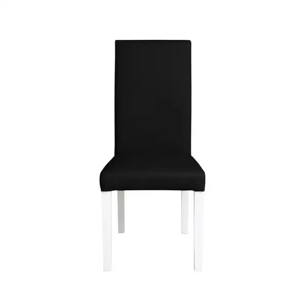 Scaun living TEO, picioare lemn alb, piele ecologica negru, 46x60x98 cm