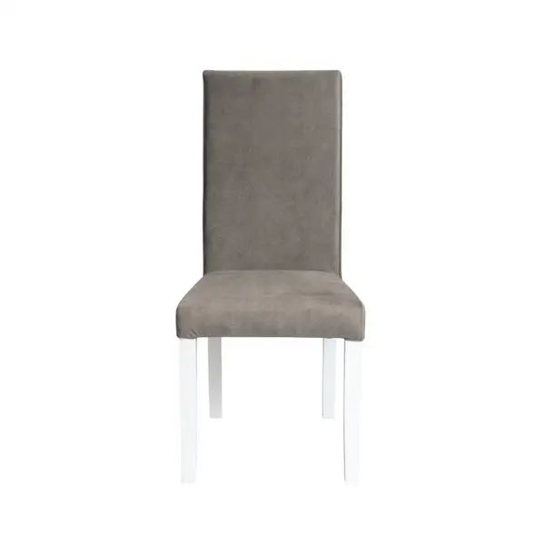Scaun living TEO, picioare lemn alb, stofa z cappuccino, 46x60x98 cm