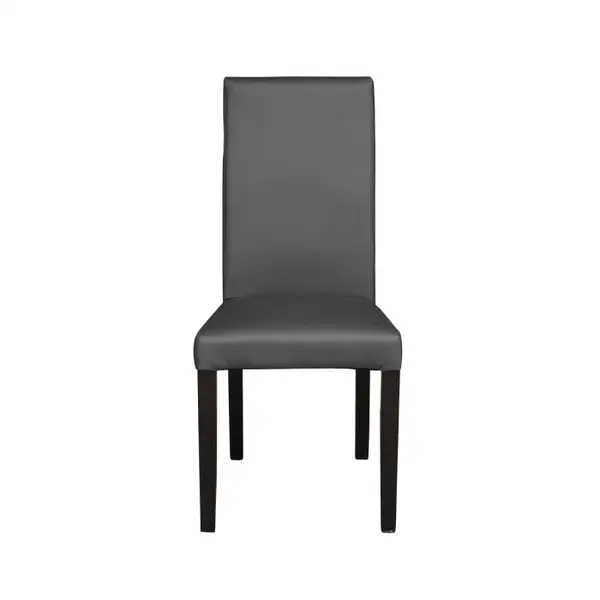 Scaun living TEO, picioare lemn wenge, piele ecologica gri, 46x60x98 cm