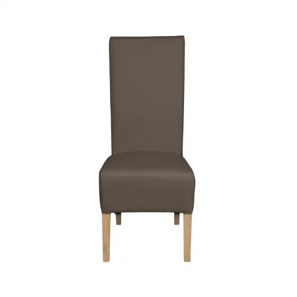 Scaun living VANESSA, picioare lemn natur, piele ecologica gri elefant, 47x60x110 cm