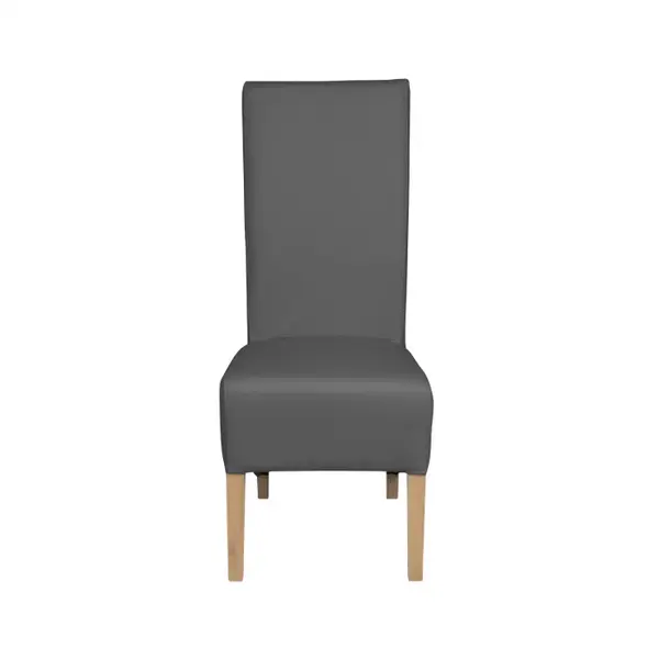 Scaun living VANESSA, picioare lemn natur, piele ecologica gri, 47x60x110 cm