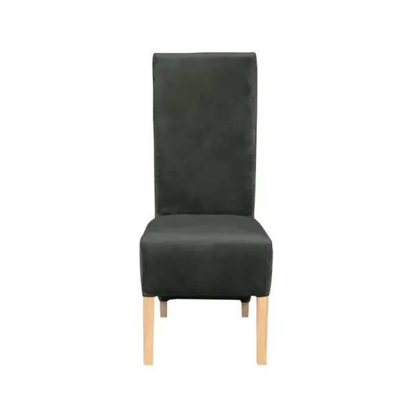 Scaun living VANESSA, picioare lemn natur, stofa gri inchis, 47x60x110 cm