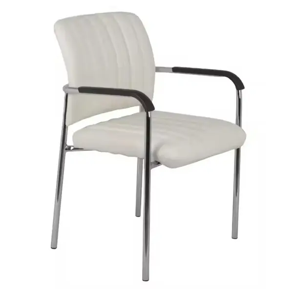 Scaun oaspeti stivuibil Cazen picior pu-crom, alb, 55x49x84 cm