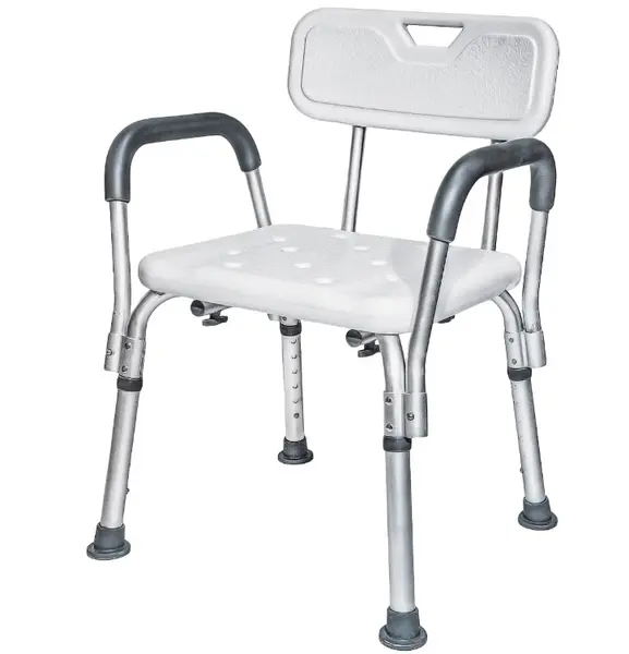 Scaun pentru baie cu suport brate ajustabil alb 57 x 46 x 70 / 84 cm