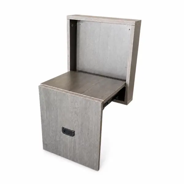Scaun pliabil de perete din lemn pentru încălțăminte – MDF & oțel, design modern, maro - PRODUS RESIGILAT