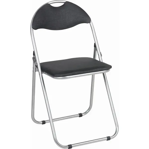 Scaun Pliabil din metal, textil, negru, culoare aluminiu