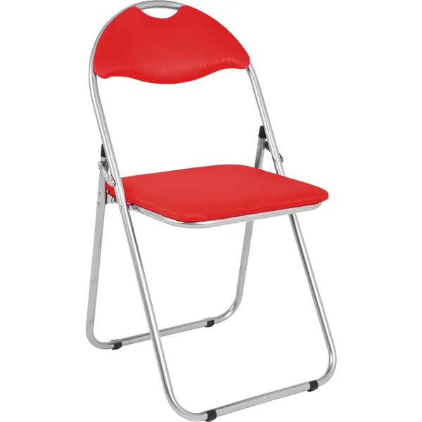 Scaun Pliabil din metal, textil, roșu, culoare aluminiu