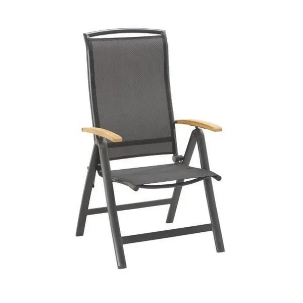Scaun Pliant De Exterior in lemn, metal, textil antracit, negru