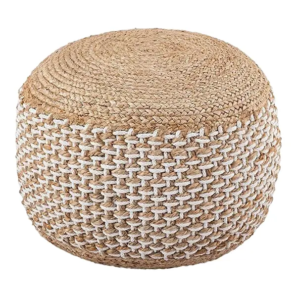 Scaun-pouf Bocca din iuta, Natural, D40x45 cm