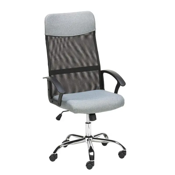 Scaun Rotativ, plasă tensionată, microfibră, gri, negru