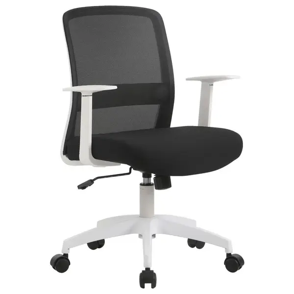 Scaun Rotativ, plasă tensionată, țesătură, negru, alb