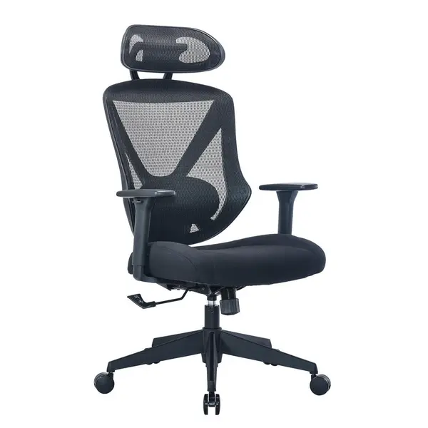 Scaun Rotativ, plasă tensionată, țesătură, negru