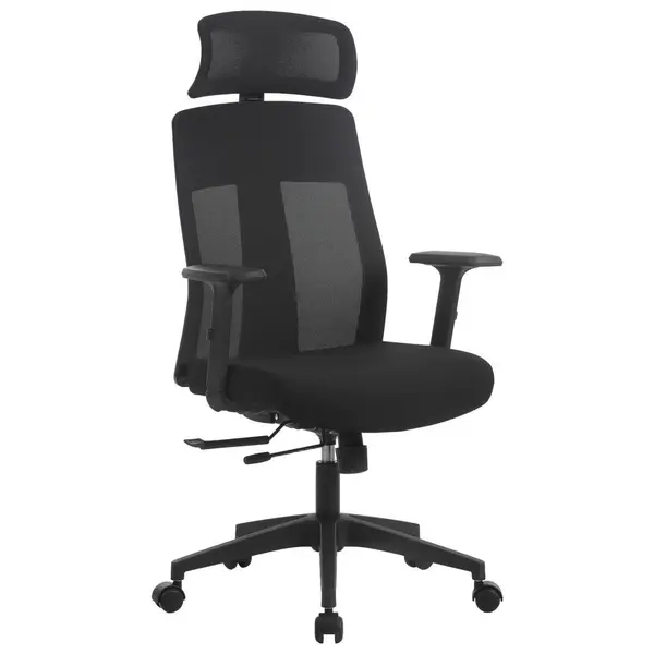 Scaun Rotativ, plasă tensionată, țesătură, negru