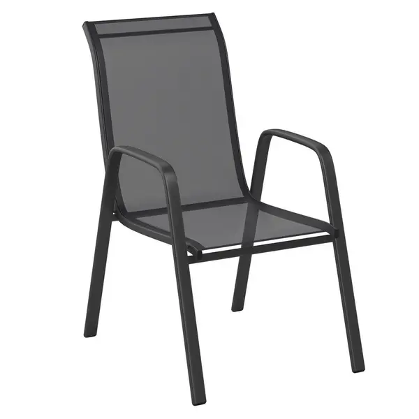 Scaun Stivuibil in metal, plastic, textil antracit, negru