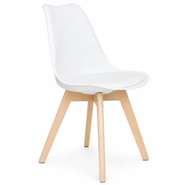 Scaun Sydney din piele ecologica white, picioare din lemn - dimensiuni 48x50x82 cm