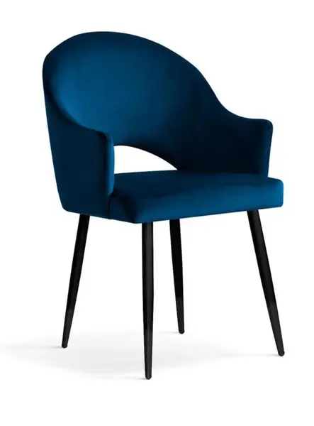 Scaun tapitat cu catifea-picioare metalice Goda Navy Blue BL86/Black-l54xA58xH87cm