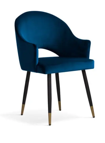 Scaun tapitat cu catifea-picioare metalice Goda Navy Blue BL86/Black/Gold-l54xA58xH87cm