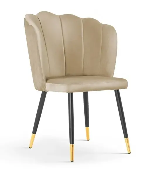 Scaun tapitat Hilton bej picioare negru/gold - H88 cm