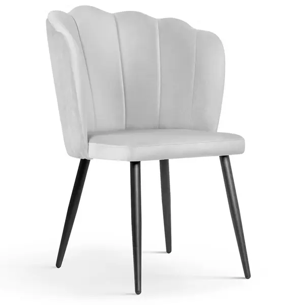 Scaun tapitat Hilton gri picioare negru - H88 cm