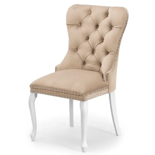 Scaun tapitat Madame Charlotte bej/alb