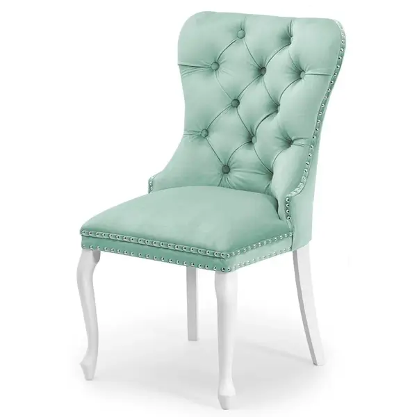 Scaun tapitat Madame Charlotte menta/alb