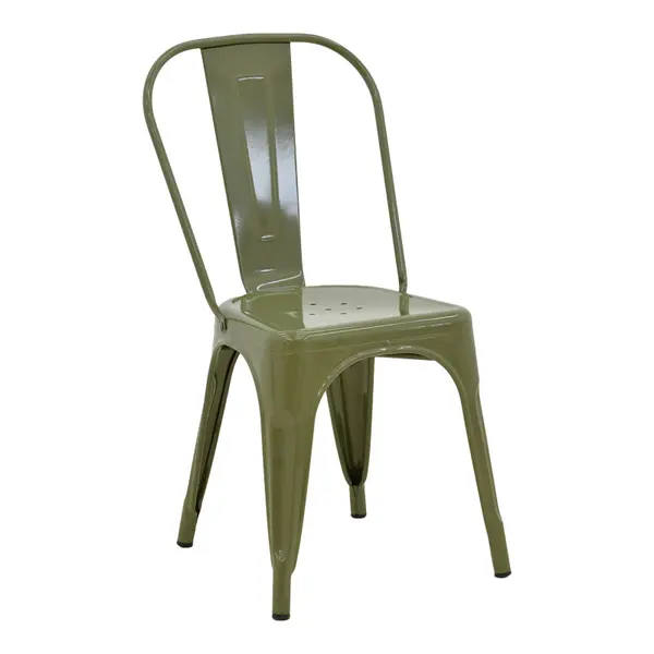 Scaun Utopia metalic, verde maslinie, 44x44x85 cm