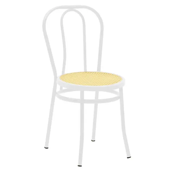 Scaun Vienna plastic ratan bej - metal alb