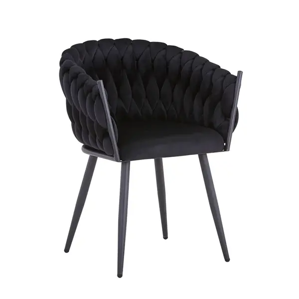 Scaun Vivian negru catifea, 61x55x80 cm
