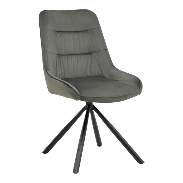 Scaun Wori Gri inchis catifea-metal picior, negru, 48x56x82 cm