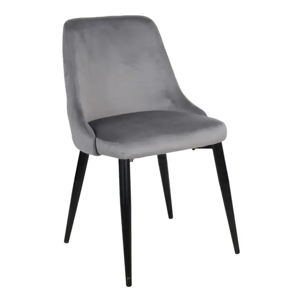 Scaun Zedna, Pako World, Catifea Gri, Picioare negre, 51x58x84 cm