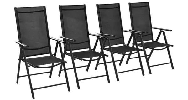Scaune de exterior din aluminiu, 4 buc, 54 x 73 x 107 cm, negru