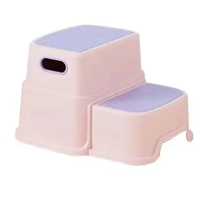 Scaunel copii inaltator Little Mom Pink cu doua trepte, multifunctional pentru toaleta, baie si bucatarie, taburet, scara,dezasamblabil, portabil, cu manere ergonomice de sustinere, stabil cu baza si trepte antiderapante