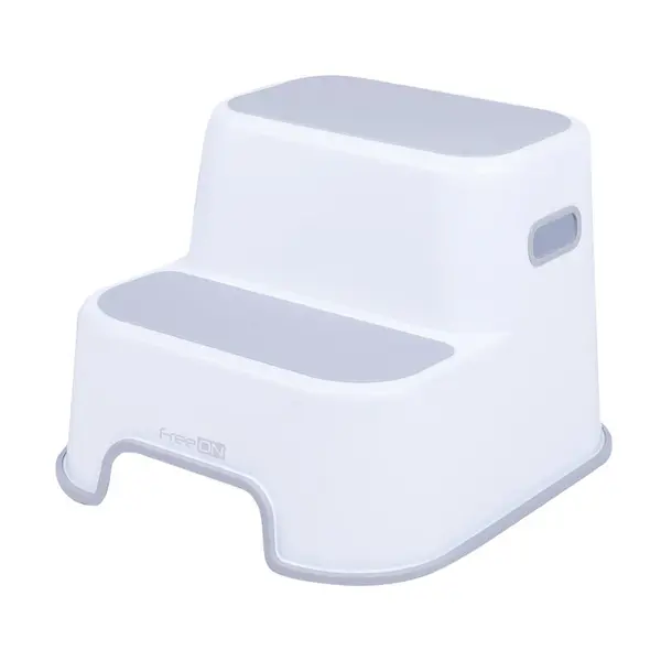 Scaunel inaltator WC FreeON cu doua trepte si suprafata antiderapanta White Grey