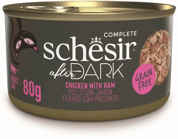 SCHESIR After Dark Conservă pentru pisici, supă cu Pui şi Şuncă 80g