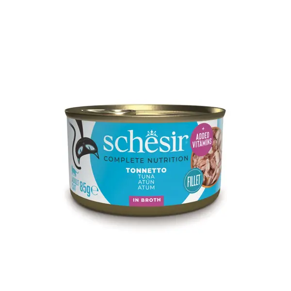 SCHESIR Complete Nutrition, Ton, conservă hrană umedă pisici, (în supă), 85g
