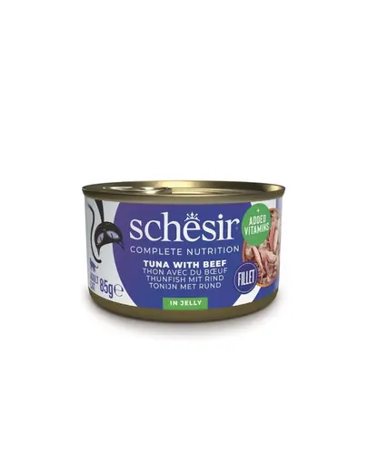 SCHESIR Hrana umeda pisici, Ton cu vita in aspic 85 g