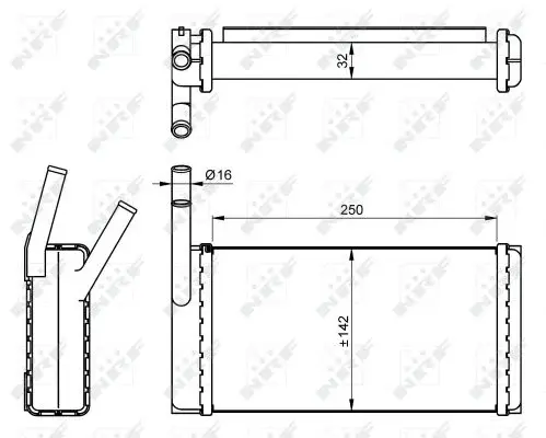 Schimbator caldura incalzire habitaclu (142x250x32) LAND ROVER DISCOVERY I 2.0-4.0 intre 1989-1998