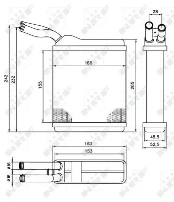 Schimbator caldura incalzire habitaclu (155x160x32) OPEL FRONTERA A, FRONTERA A SPORT 2.0-2.8D intre 1992-1998