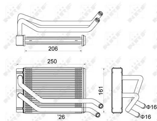Schimbator caldura incalzire habitaclu (172x251x26) HYUNDAI SANTA FE I 2.0-2.7 intre 2001-2006