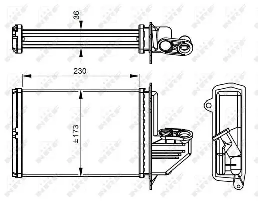 Schimbator caldura incalzire habitaclu (173x230x36) BMW Seria 3 (E36) 1.6-3.2 intre 1990-2000