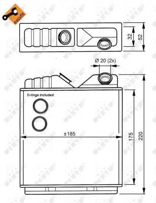 Schimbator caldura incalzire habitaclu (185x175x32) OPEL ASTRA F, ASTRA F CLASSIC, CALIBRA A 1.4-2.5 intre 1989-2005