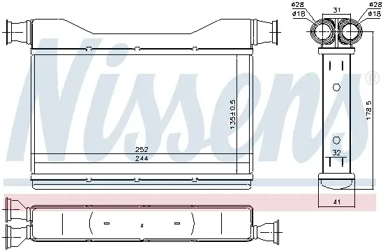 Schimbator caldura incalzire habitaclu (255x135x32) BMW Seria 5 (F10), 5 (F11), 5 GRAN TURISMO (F07), 6 (F12), 6 (F13), 6 GRAN COUPE (F06), 7 (F01, F02, F03, F04) 1.6-6.0 intre 2008-2018