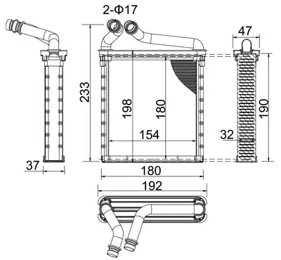 Schimbător de căldură, încălzire habitaclu E-KRAFT 1924002004