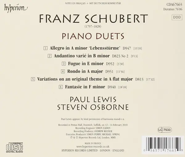 Schubert: Piano Duets | Steven Osborne, Paul Lewis