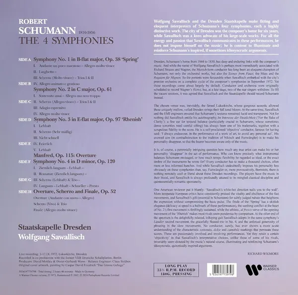 Schumann: The Four Symphonies / Overture, Scherzo And Finale / Manfred-Overture - Vinyl | Staatskapelle Dresden, Wolfgang Sawallisch