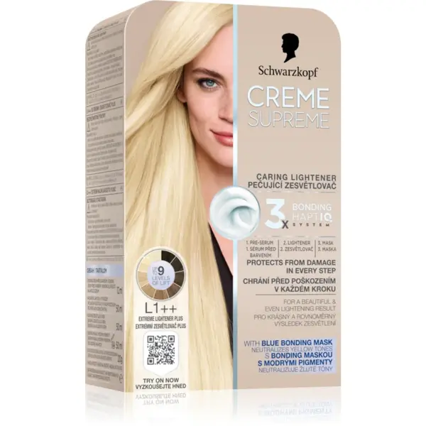 Schwarzkopf Creme Supreme Caring Lightener Culoare permanenta pentru par pentru decolorarea părului culoare L1++ Extreme Lightener Plus 60 ml
